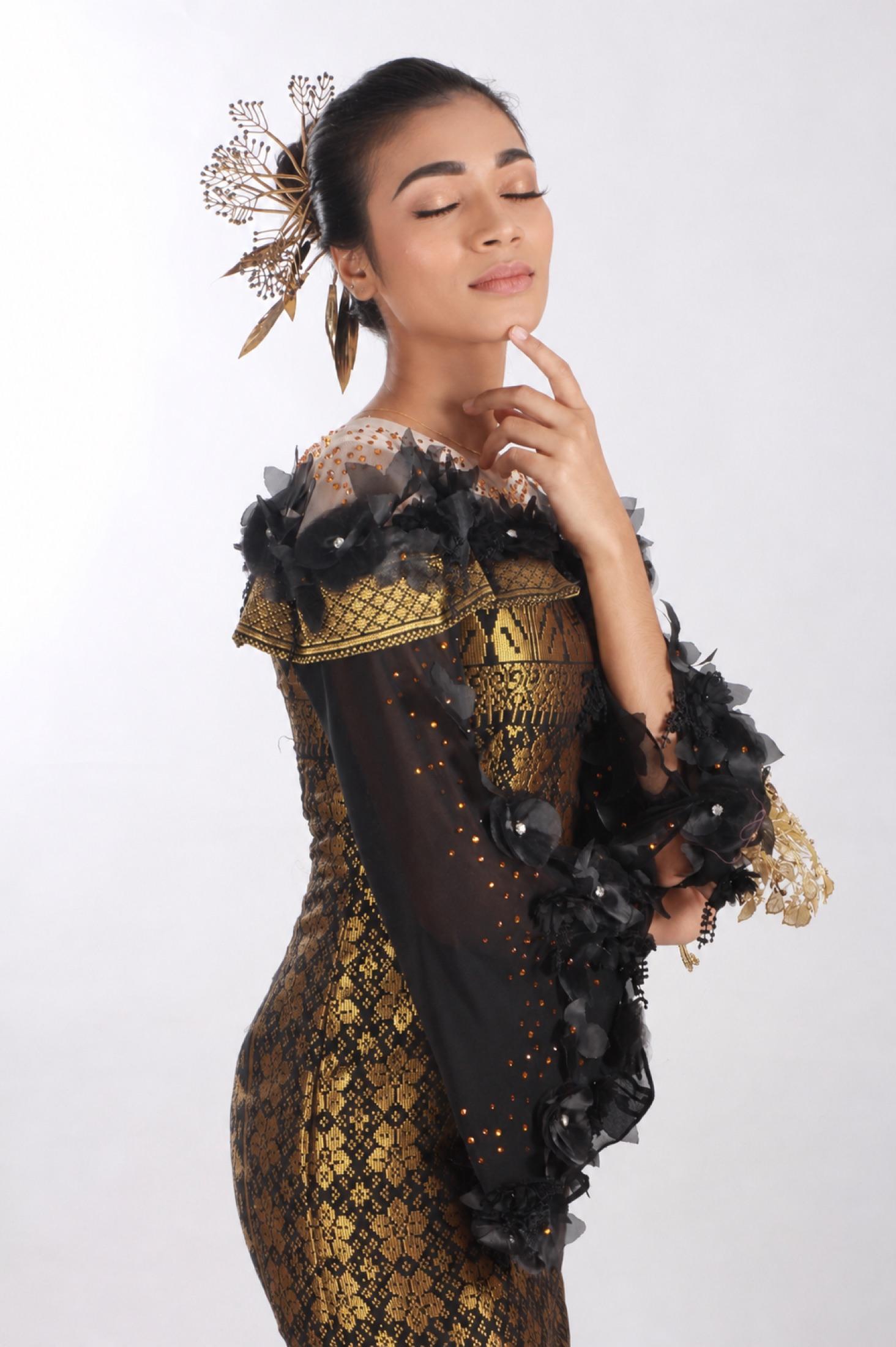Songket with floral sleeves