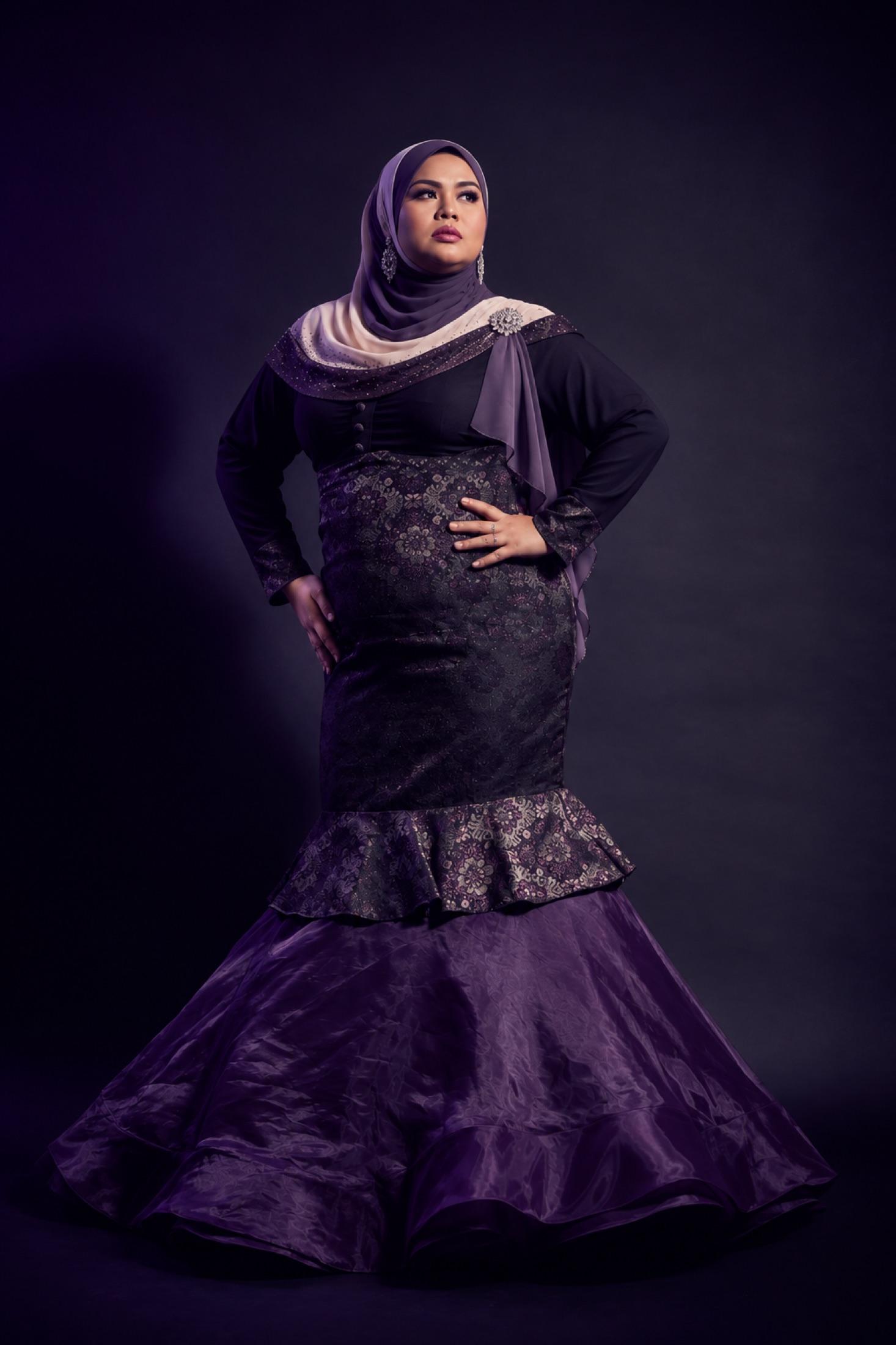 Purple songket kurung — Traditional